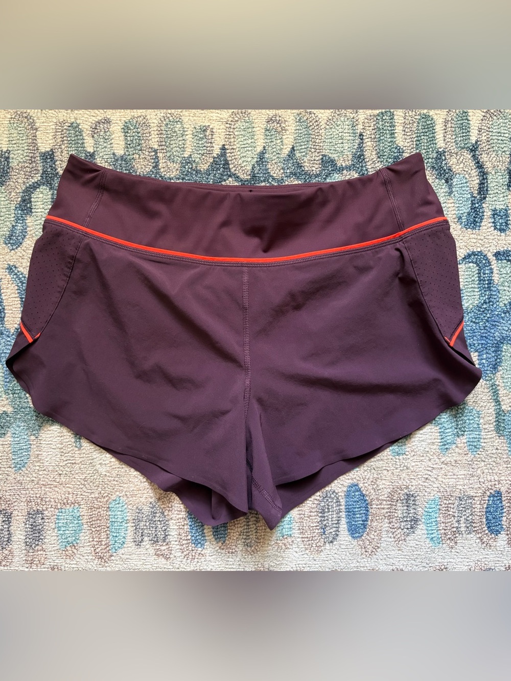 Athleta Women’s Running Shorts in Agate Purple with Orange Trim, Size M, $18